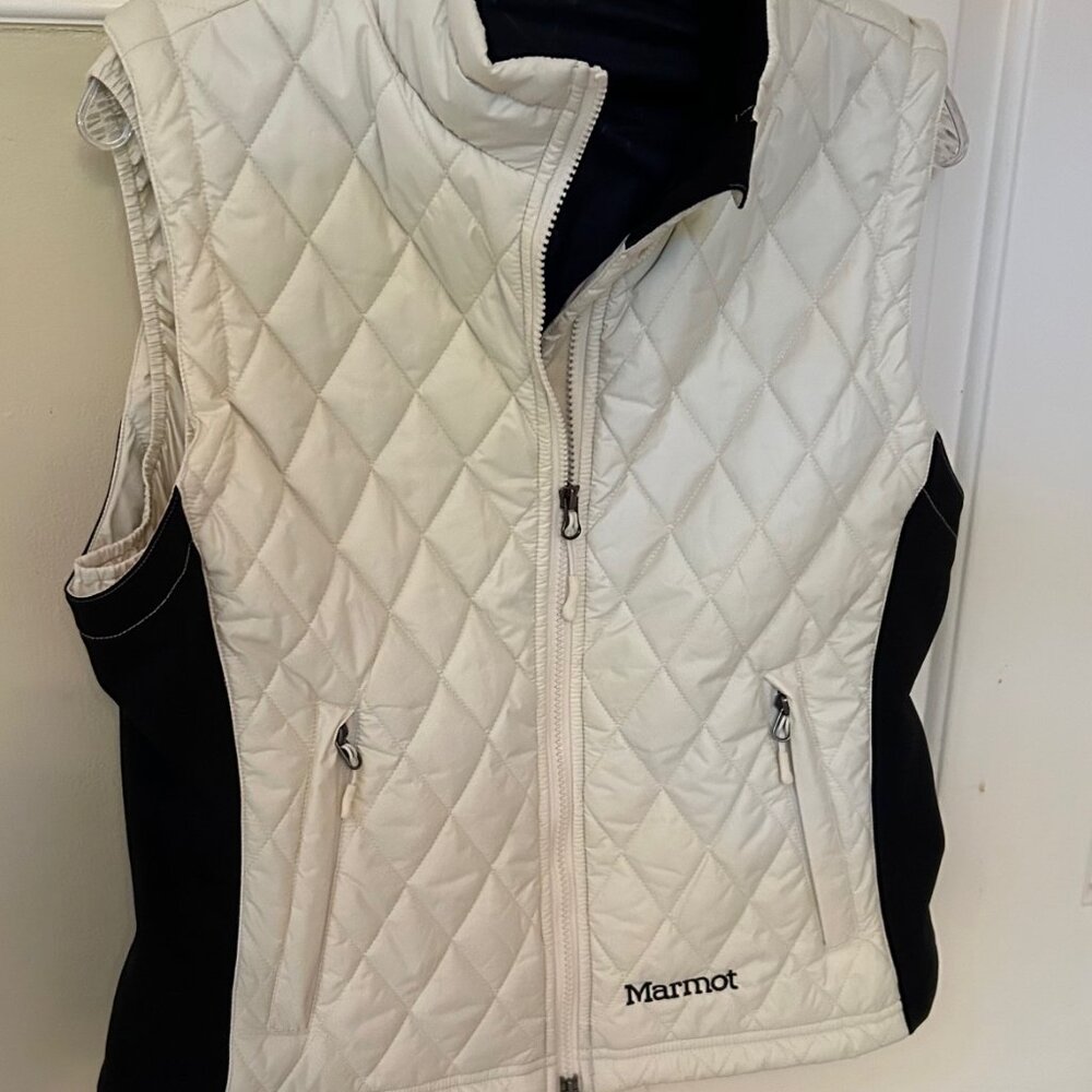 Marmot White and Black Quilted Vest